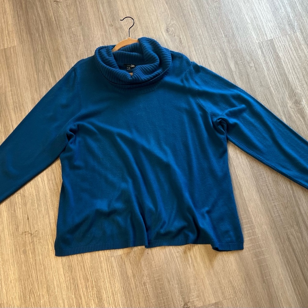 East 5th Deep Blue Cowl Neck Sweater
